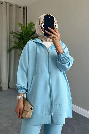 ست بالاتنه و پائین تنه حجاب آبی زنانه رگولار MODA TAY - کد 898403279
