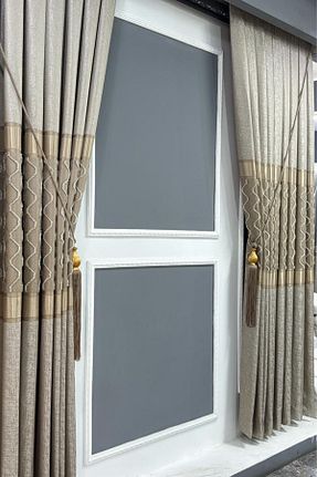 پرده زمینه بژ پلی استر perhal perde ve halı - کد 898422055
