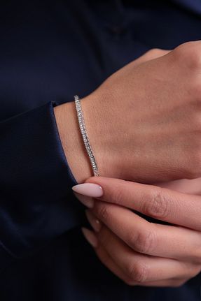 دستبند نقره طوسی زنانه 925 عیار Kiriş Gümüş - کد 898427071