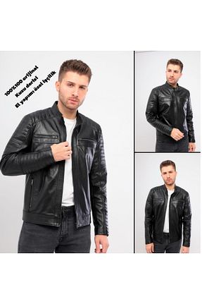 کاپشن مشکی مردانه اسلیم فیت MALVİNEYU - کد 869898202