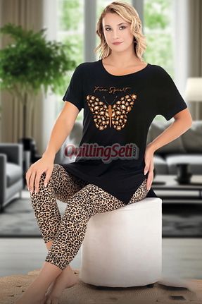 ست لباس راحتی مشکی زنانه طرح حیوانات quilling - کد 898440683