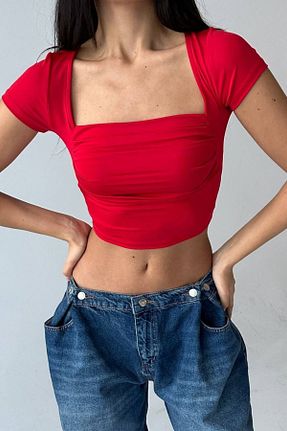 بلوز قرمز زنانه ساده Edela - کد 898441314