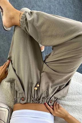 شلوار بژ زنانه پنبه پلی استر Qaju - کد 898476378