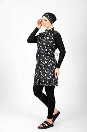 ست بالاتنه و پائین تنه حجاب مشکی زنانه اورسایز yessir - کد 899083560