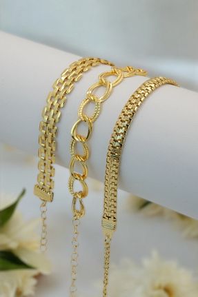 دستبند جواهر طلائی زنانه زیرکن TAKIPORT - کد 898462517