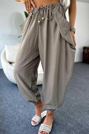 شلوار بژ زنانه پنبه پلی استر Qaju - کد 898476378