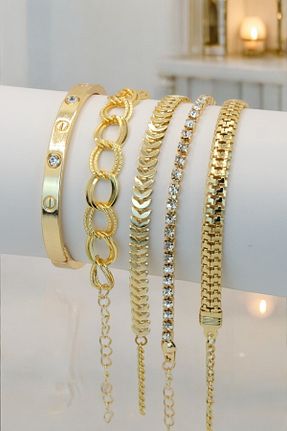 دستبند جواهر طلائی زنانه زیرکن TAKIPORT - کد 898462384