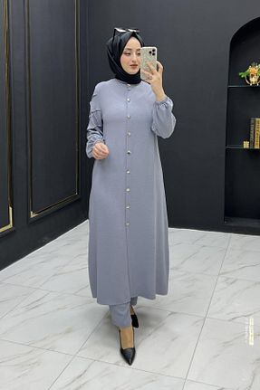 ست بالاتنه و پائین تنه حجاب طوسی زنانه سایز بزرگ Mercan - کد 898528246
