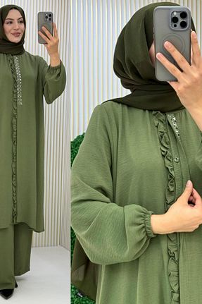 ست بالاتنه و پائین تنه حجاب خاکی زنانه سایز بزرگ Mercan - کد 898528264