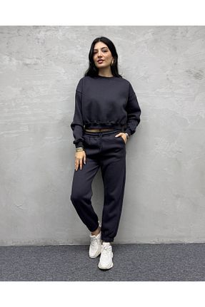 ست گرمکن طوسی زنانه پنبه پلی استر DEQ FASHION - کد 775399092