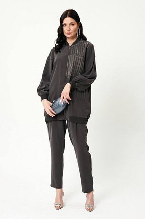 ست بالاتنه و پائین تنه حجاب طوسی زنانه گشاد Jupe - کد 898563456