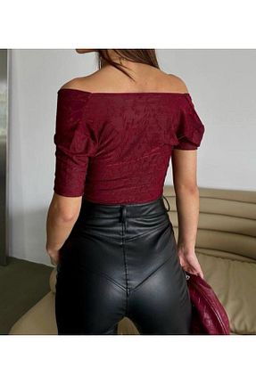 بلوز زرشکی زنانه یقه هفت Zem - کد 898563038