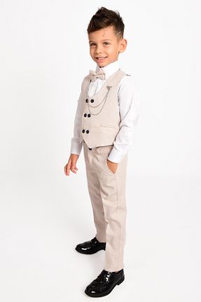 کت و شلوار بژ بچه گانه یقه نوک تیز Babito Baby - کد 892413626