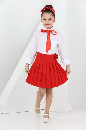 ست بالاتنه و پائین تنه قرمز بچه گانه بافتنی Trendy Mall - کد 899210159