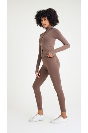 ست بالاتنه و پائین تنه قهوه ای زنانه بافت Tria Body - کد 898614047