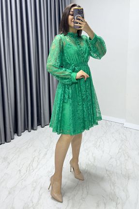 لباس سایز بزرگ سبز زنانه دانتل the ZKS - کد 898615707