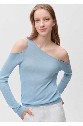 پلیور آبی زنانه ساده MANGO Teen - کد 898627819