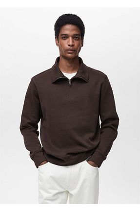 سوئیشرت قهوه ای مردانه ساده MANGO Man - کد 898630173