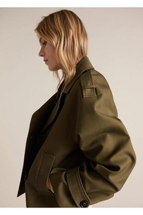 کت خاکی زنانه اورسایز MANGO - کد 898627993
