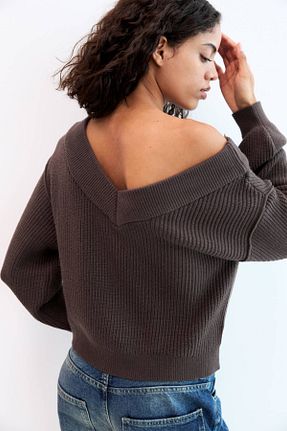پلیور قهوه ای زنانه ساده Pull & Bear - کد 898648869