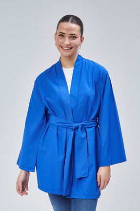 کیمونو و کافتان آبی زنانه پنبه پلی استر lurex moda - کد 898666769