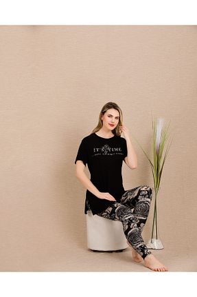 ست لباس راحتی مشکی زنانه گلدار Lady Lingerie - کد 898685674