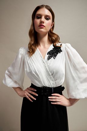 لباس مجلسی سایز بزرگ مشکی زنانه دو سینه İnce - کد 899570509