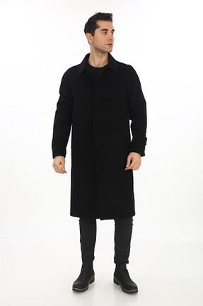 پالتو مشکی مردانه پشمی ŞAN GİYİM - کد 98346667