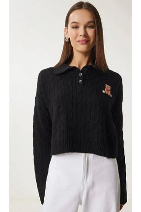 پلیور مشکی زنانه چاپی OLA MODA - کد 898857388