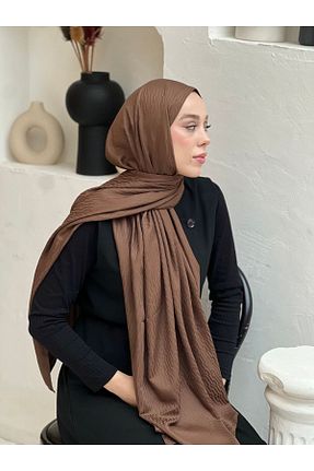 شال قهوه ای زنانه پنبه ای Modakaşmir - کد 898850890