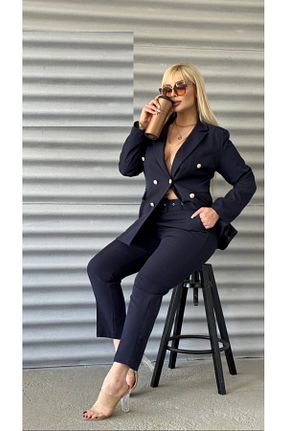 ست لباس مجلسی سایز بزرگ سرمه ای زنانه آستین بلند Butik Nilyam - کد 898868551