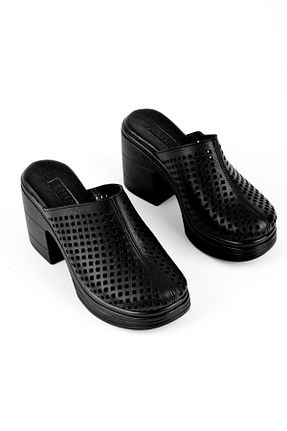 دمپائی مشکی زنانه چرم خالص LAL SHOES & BAGS - کد 898896222