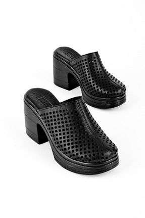 دمپائی مشکی زنانه چرم خالص LAL SHOES & BAGS - کد 898896222