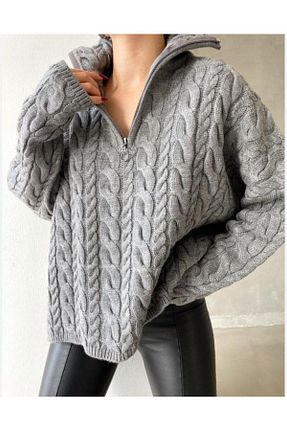 پلیور طوسی زنانه Saç Örgü MADAM PARLA - کد 883118463