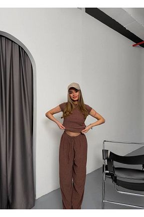 ست بالاتنه و پائین تنه قهوه ای زنانه بافتنی ARV MODA FASHİON THAT İNSPİRES - کد 898923401
