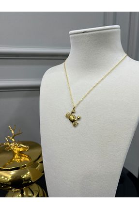 گردنبند جواهر زرد زنانه استیل ضد زنگ Store - کد 898957240