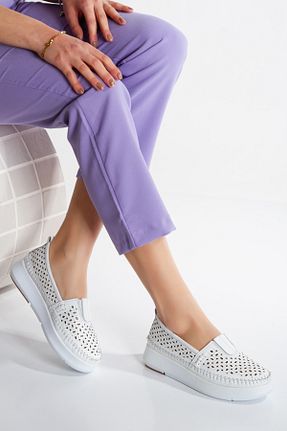 کفش کژوال سفید زنانه چرم خالص PASSAGE SHOES - کد 898949791