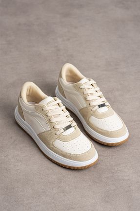 کفش اسنیکر بژ زنانه بند دار Yula Fashion Shoes - کد 898946764