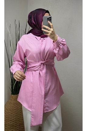 پیراهن حجاب صورتی زنانه رگولار HİFADEN - کد 898457979