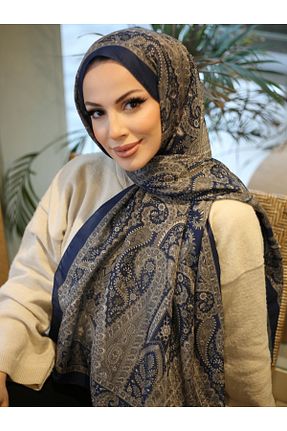 روسری سرمه ای پنبه پلی استر efdal şal eşarp - کد 899032513