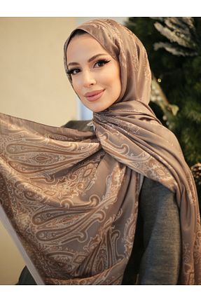 روسری بژ پنبه پلی استر efdal şal eşarp - کد 899013878