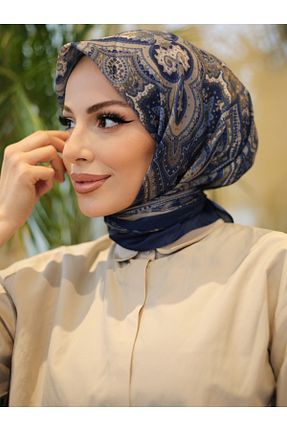 روسری سرمه ای پنبه پلی استر efdal şal eşarp - کد 899046264
