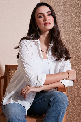 پیراهن سفید زنانه رگولار Lela - کد 899060521