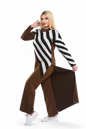 ست بالاتنه و پائین تنه حجاب قهوه ای زنانه رگولار NEWCO - کد 899086056