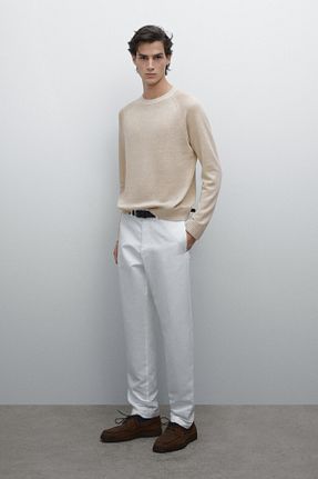 شلوار سفید مردانه پنبه ای Massimo Dutti - کد 899099775