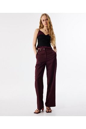 شلوار زرشکی زنانه بافتنی Twist - کد 899116393