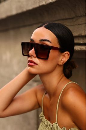 عینک آفتابی قهوه ای زنانه 50 Nilu Moda - کد 899105574