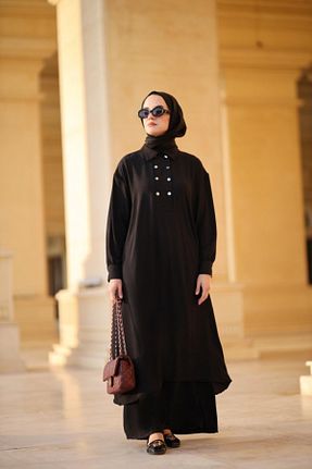 ست بالاتنه و پائین تنه حجاب مشکی Relaxed NS Moda - کد 899134409