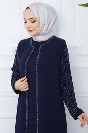 لباس سایز بزرگ سرمه ای زنانه جیر ELBİSHE - کد 899928235