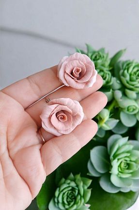 گوشواره جواهر صورتی میخ CREATİVESHOP - کد 866100393